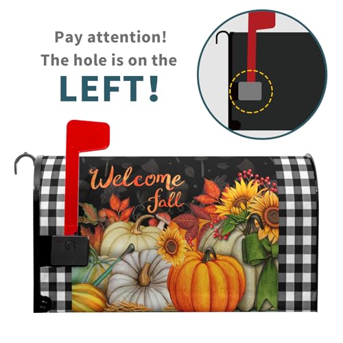 Image of Autumn Fall Pumpkins Magnetic Mailbox Covers Standard Size 18 inchx21 inch Thanksgiving Harvest Welcome Fall Mail Box Wraps Holiday Post Letter Box Cover for Garden Yard Outside