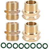 ZKZX Garden Hose Adapter,3/4' GHT Male x 3/4' NPT Male Connector with 3/4' GHT Female x 3/4' NPT Male Connector,Brass Pipe to Garden Hose Fitting Connect 4pcs with Extra 8 Rubber Washers (3/4NPT)