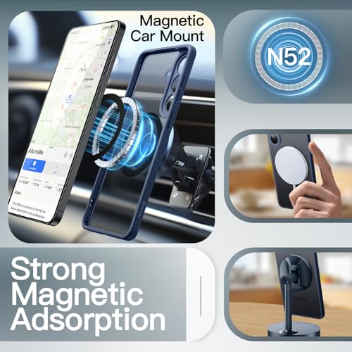 Image of JETech Magnetic Cover Case for Samsung Galaxy S26, Compatible with MagSafe, Camera Lens Full Protection, Translucent Matte Back Shockproof Phone Cover (Storm Blue)