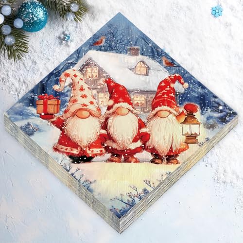 40 Stück Servietten Weihnachten – Drei Zwergen-Motiv, 33 x 33 cm...