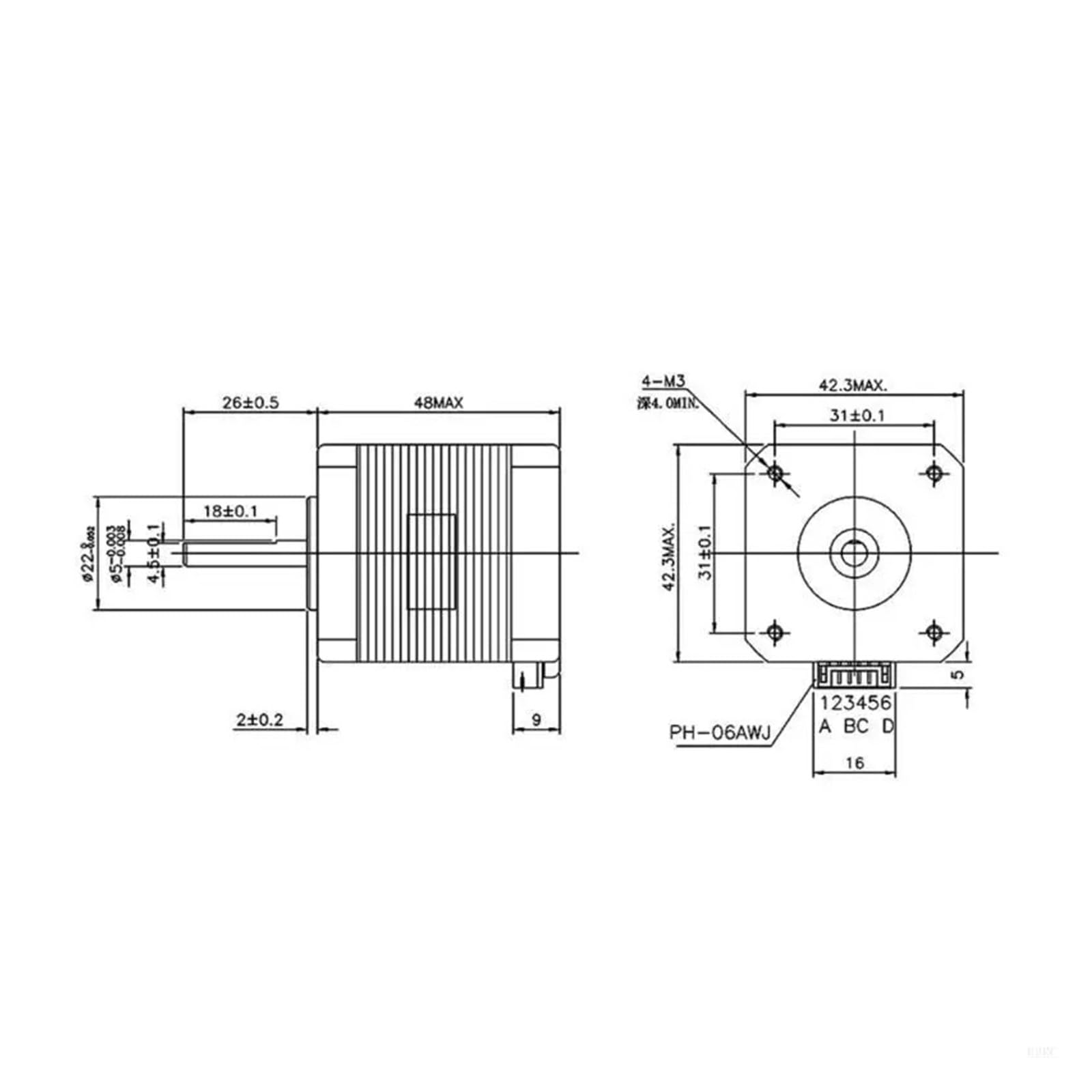 1/3 stücke B2RC Nema 17 Schrittmotor 59Ncm 2A 48mm 4-leiter 1m Kabel 17HS19-2004S1-22B(1)