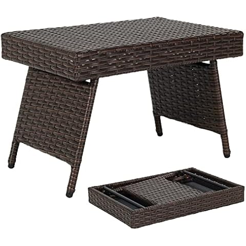 COSTWAY Folding Rattan Coffee Table for Outdoors Cover