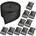 Cosmos ® 2 Inch Wide 10 Yards Black Nylon Heavy Webbing Strap+10 PCS 2" Black Color Flat Shape Plastic Side Release Plastic Buckles with Cosmos Fastening Strap
