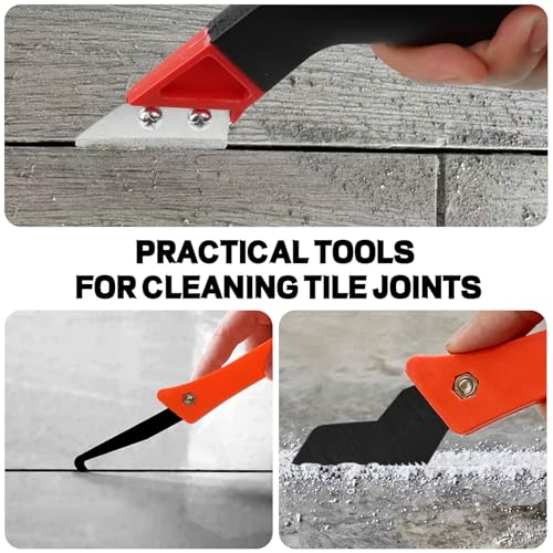 QMLING 4 Stück Fugenkratzer Fliesen, Abgewinkelter Fugenentferner Werkzeug mit 7 Ersatzklingen, Fliesenfugen Entfernen Handsäge, Fugenkratzer Bad für die Fliesenreinigung