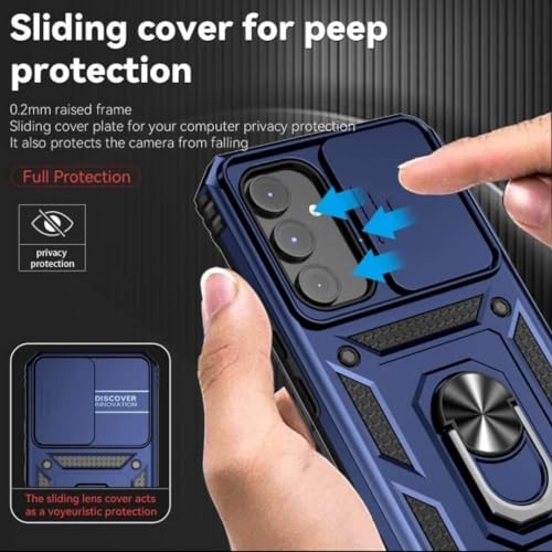 Image of Hard Camera Slider CASE Compatible with Oppo Reno 10 PRO + 5G Kickstand in-Built Blue