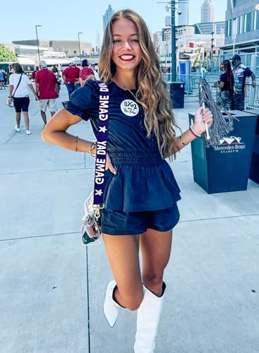 Image of Beaded Game Day Purse Strap Replacement White Blue Football Purse Strap Crossbody Bag Straps Game Day Outfits Accessories (Blue White)