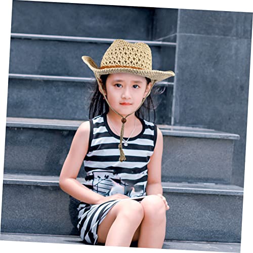 BESPORTBLE Wide Brim Straw Sun Hat Breathable Summer Beach Hat for Boys and Lightweight and Stylish Protective Headwear for Outdoor Activities Park and Vacation Beige2
