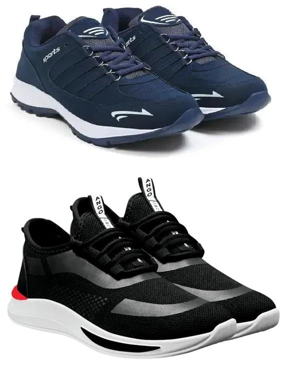 Men's Sports Running Shoes Stylish Design, Pack of 2 Multicolor-image-47