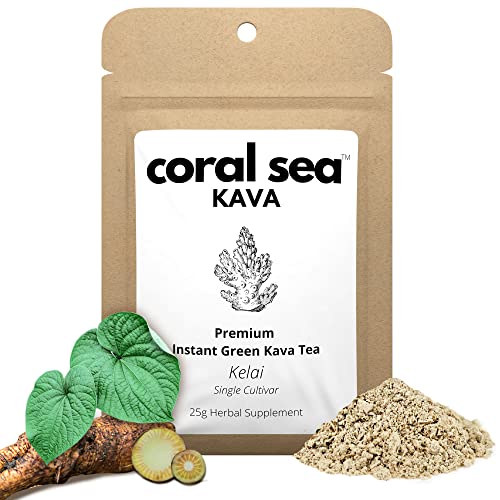 Instant Kava Tea - Vanuatu Kelai - May Promote Stress Relief And Mood Support - Quick For On-The-Go - Convenient No Prep Water Extracted Ultra Concentrated Kava Root Powder Made From Fresh Green Kava - Non Micronized By Coral Sea Kava - 12+ Servings #TOP11