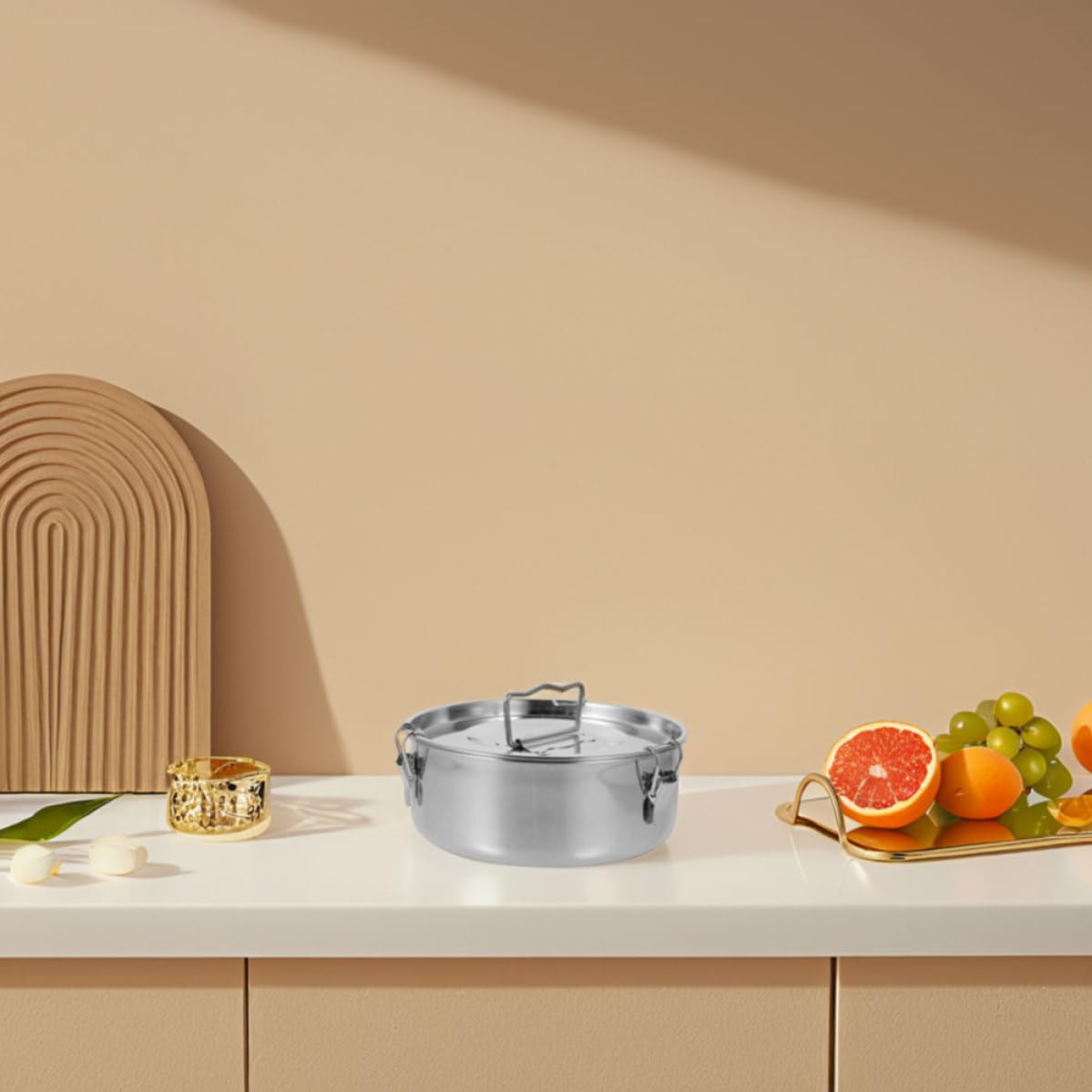 SHINEOFI Molde para Flanera de Acero Inoxidable con Tapa, Herramienta para Hornear Versátil Calentamiento Uniforme, Adecuado para Hacer Pasteles y Repostería