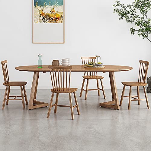 Susuo 63" Oval Wood Dining Table With Double Pedestal Base, Walnut, Mid-Century Modern Classic Furniture For Home And Dining Room(Table Only) #TOP4