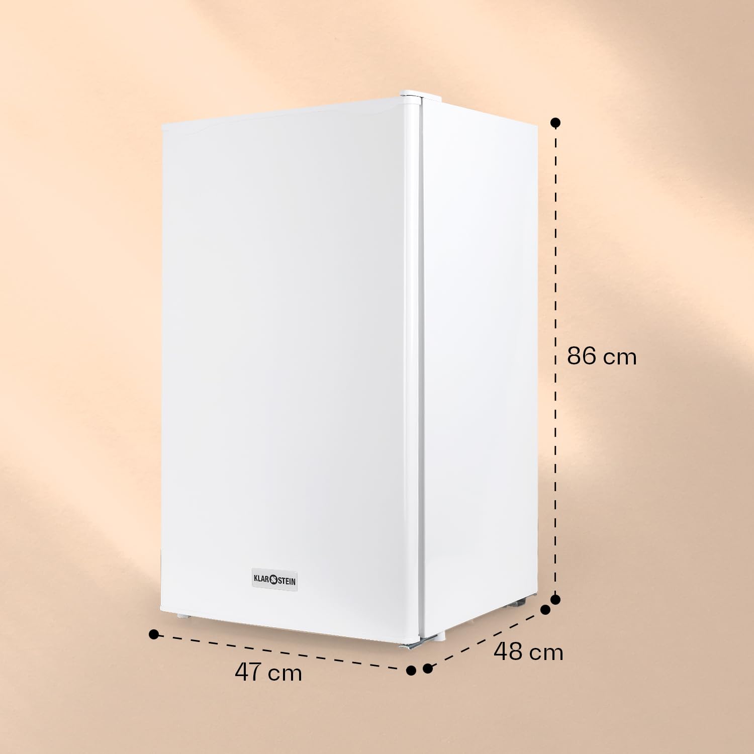 Klarstein 90L1-WH - Kühlschrank, Standkühlschrank, 90 L, 2 x Regaleinschub, Schublade, separates Eisfach, 3 Depots in der Tür, leise, Türanschlag rechts, weiß