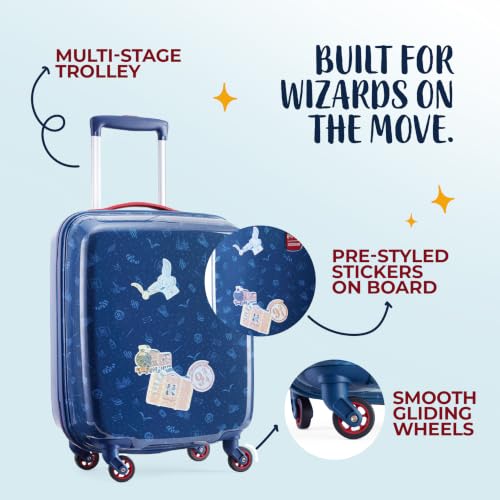 Image of Harry Potter x American Tourister All Over Print 53cm Spinner Luggage | 33L Cabin Trolley | Kids Travel Suitcase for Boys & Girls | AT Playunique- Stickers | Teal | 3 Year Global Warranty
