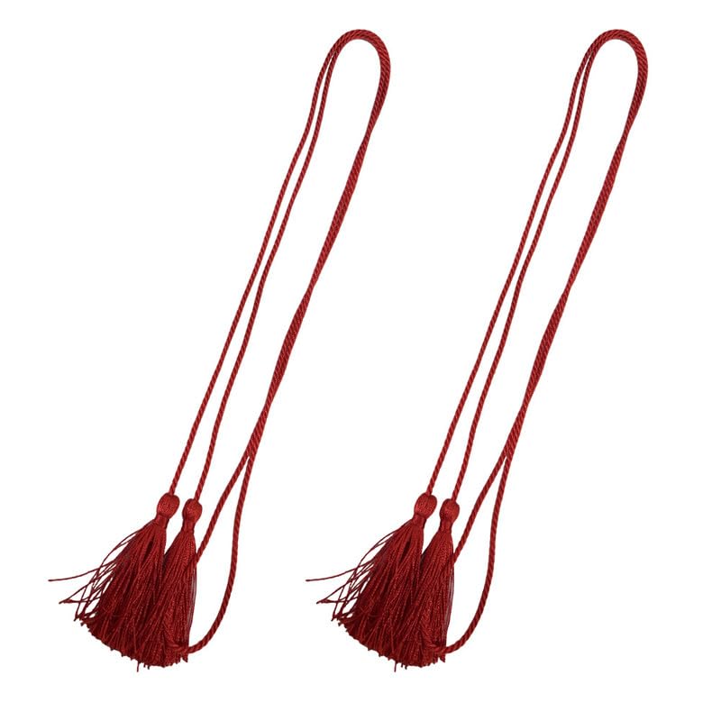 2PCS Polyester Tassel Curtain Tiebacks 150CM Red Braided Curtain Tie Backs Braided Tassel Rope For Curtains/Window — image 1