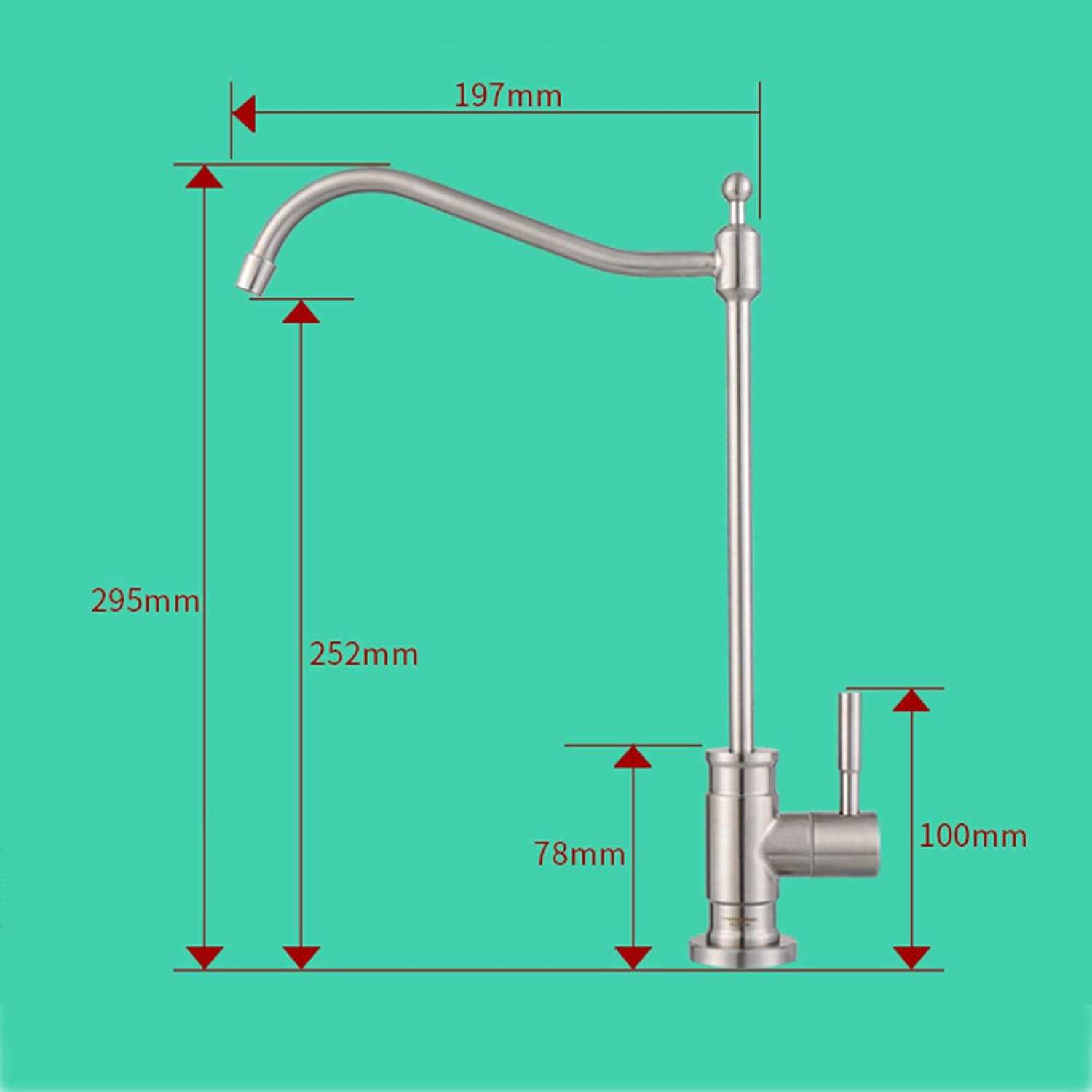 Kitchen Stainless Steel Straight Drinking Water Purification 4 Points 2 Points European Style Gooseneck Pure Water Machine Brushed,2 Points(2 Points)