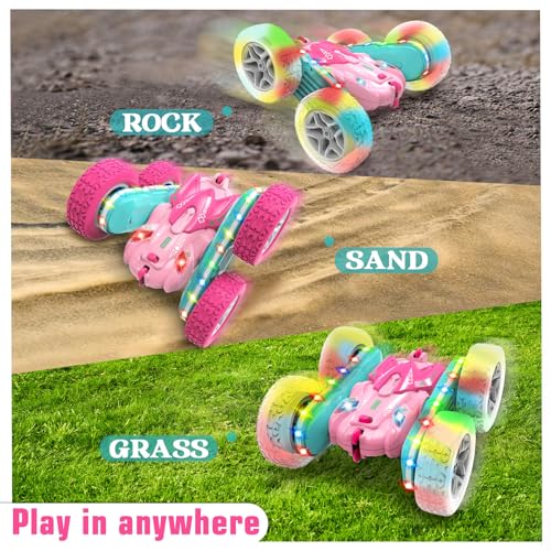 seveclotree Coche Teledirigido Niños 3 4 5 6 años,4WD 2.4GHz Rosa RC Coche Radiocontrol,Regalo Niña 3-12 Años Juegos Niños 3-10 Años Niños Juegos Exterior Niñas y Niños - imagen 5