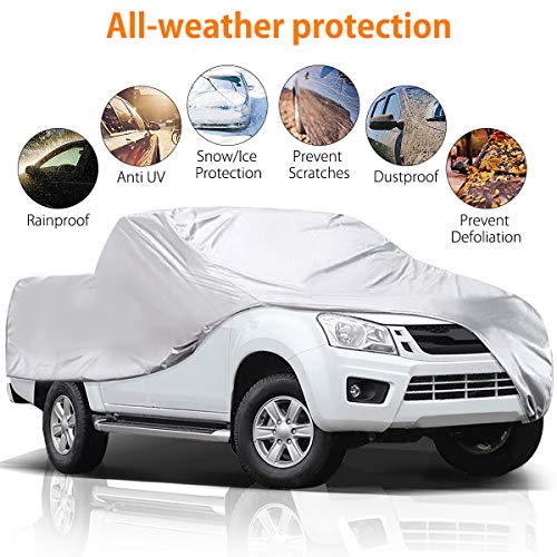 Audew 6 Layers Truck Cover, All Weather Car Cover for Pickup Truck, Snowproof Waterproof Windproof Dustproof UV Protection Universal Car Covers for Truck, Fits up to 246''