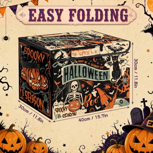 Image of Briwooody Vintage Halloween Storage Bin with Lid and Carrying Handle