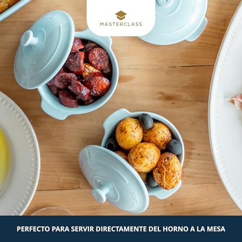 Mini cazuela cerámica de 180ml azul cielo para postres y tapas 6