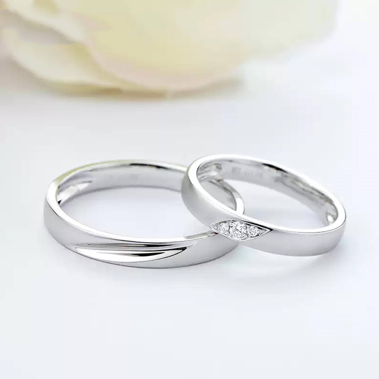 Anillos de mujer de oro blanco auténtico, anillos de boda de oro auténtico, anillo de compromiso, anillo de diamante simple para mujer