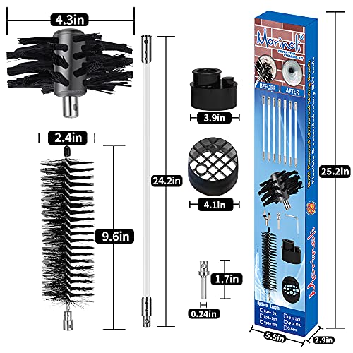 Morinoli 48 Feet Dryer Vent Cleaning Kit, Chrome Button Locking System, Lint Removes, Dryer Vent Cleaning System, Dryer Vent Cleaner Kit Vacuum Attachment With Vacuum Adapter, Dryer Adapter #TOP2