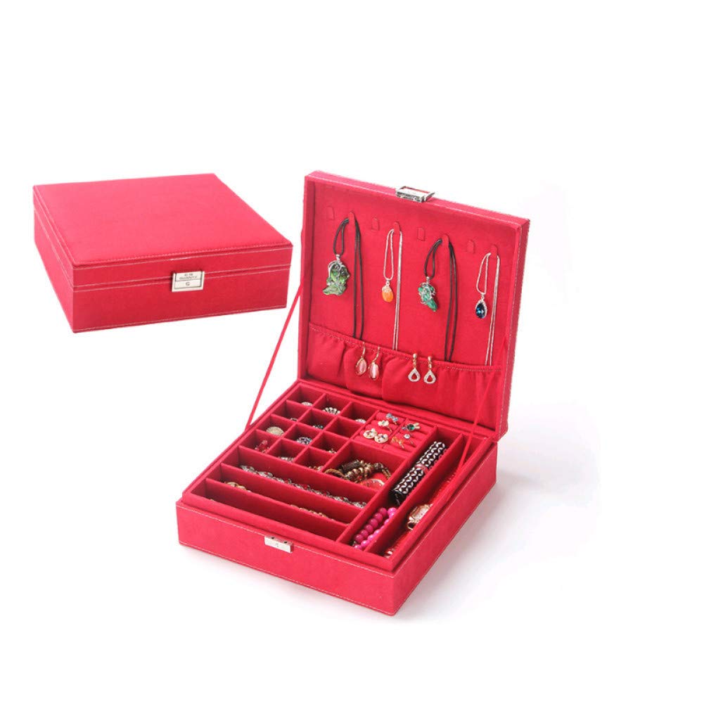 LLZSSH Makeup Storage Box Retro Leather Jewelry Box Holder Large Capacity Square Ring Earring Accessorie Case Organizer