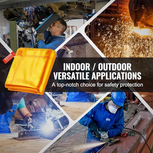 Image of VEVOR Welding Screen with Frame, 6' x 8' Welding Curtain Screen, Flame-Resistant Vinyl Welding Protection Screen on 4 Swivel Wheel (2 Lockable), Moveable & Professional for Workshop /Industrial, Yellow