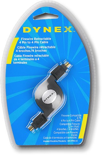 Dynex 4' Retractable IEEE 1394 (FireWire) 4-Pin to 4-Pin Cable