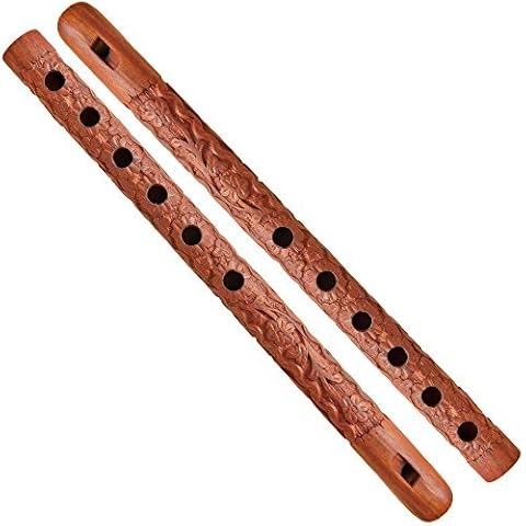 Indian Glance Traditional Wooden Flute Great Sound Woodwind Musical Instrument - Gift Flute for Kids (Set of 2) Cover