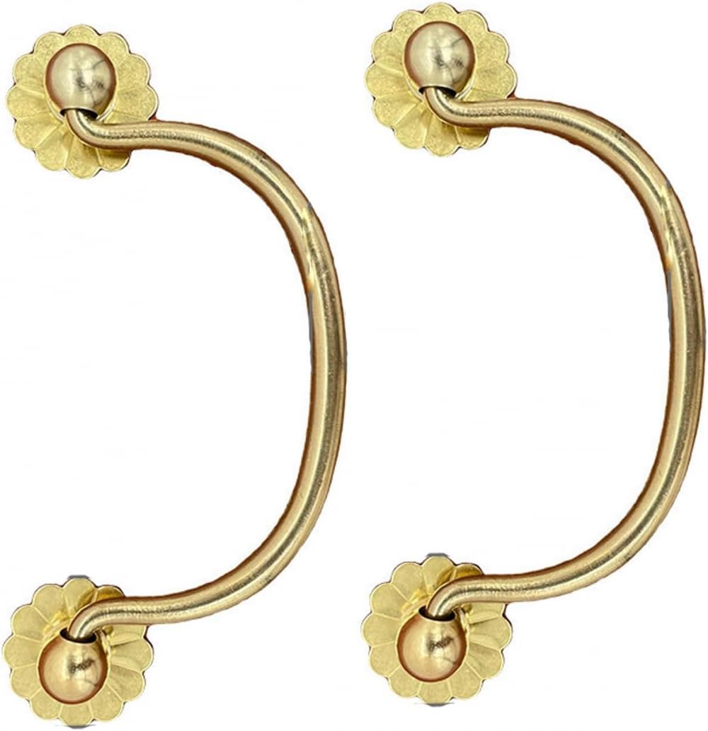 VOPLIVAT Vintage Brass Cabinet Drawer Pulls, Brass Drawer Cabinet Door Handles Pulls with Ring Pull Knobs Bronze Gold 7.8-9.8cm(Gold,7.8CM)