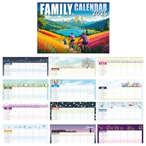 Family Calendar 2026, monthly planner with 5 columns. Useful as a family planner calendar 2026. Printed by CO2 neutral printer with vegetable ink, fully recyclable - Image 4