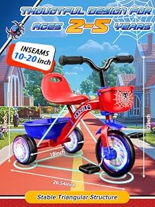 Tricycle for Toddlers 1-3 3-5 Year Olds, Spider Toddler Bike Baby Balance Bike with Colorful Lighting Wheels & Large Basket, Birthday Gift and Toy for 1 2 3 4 5 Year Olds Boys and Girls — photo 6 of 6