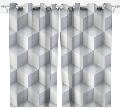 Pastel Cortinas para Habitacion 2 Panels Geometry Lattice Line Modern Drapes for Backdrop Kids Room W 85 X H 85 Inches
