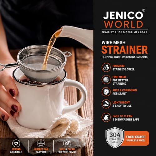 Image of Tea Filter,Chai Chhalni, Coffee Strainer, Tea Infuser, Juice and Oil Filter with Wire Handle and Stainless Steel (Tea Strainer 2 Pcs)