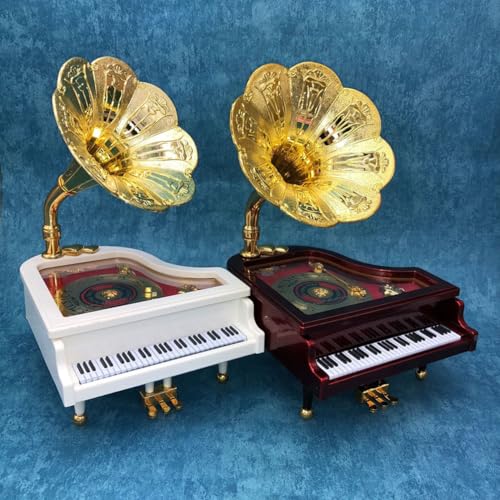 JOINPAYA 赤いプラ製の蓄音機ピアノおもちゃ ゼンマイ仕掛けのオルゴール 繊細なメロディーボックス 女の子の誕生日プレゼントに最適な 1個 [4]