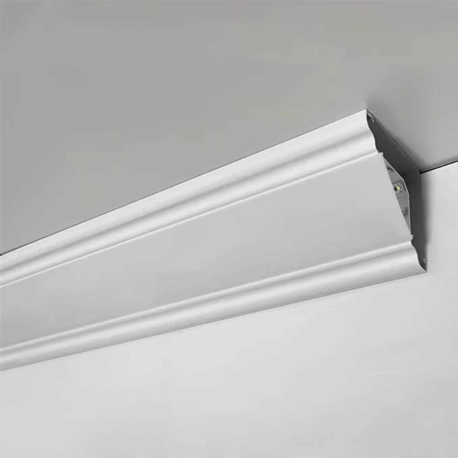Llpsmeng-EU V Shape Crown Molding Lighting Aluminum Profile, Linear Light Baseboard Trim LED Strip Diffuser, Ceiling Wall Corner LED Channel Surface Mounted(White,8.5m)