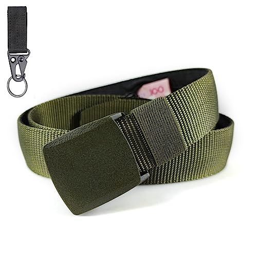 BLAINDERS Cinturón antirrobo de Viaje – Cinturón con Bolsillo Secreto de Cremallera Interior. No Pita en aeropuertos. Disponible en 6 Colores. Mosquetón Gratis de Regalo. (Verde)
