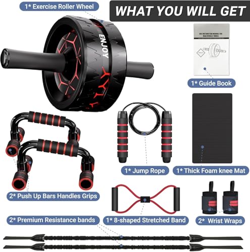 Readaeer Ab Roller Wheel, Ab Exercise Wheels Kit with Ab Roller, Resistance Bands, Knee Mat, Jump Rope, Push-Up Bar - Image 5