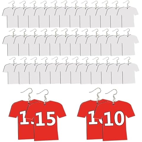AiDiYGECO 144 Pcs Sublimation Earring Blanks Jewelry Earrings Wood MDF Sublimation Football Shirt Earrings Double-Sided with Earring Hooks and Jump Rings DIY Sublimation Earring Blank Bulk (Jersey) Cover