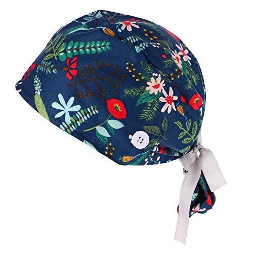 ABOOFAN Algodão Chapéu Bouffant Cap Trabalhando Com Botões Ajustável Tie Voltar Cap Chapéu Turbante