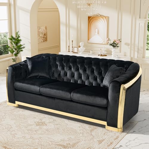 DAMAIFROM Mid Century Modern Chesterfield Sofa Couch, 84" Velvet Couch