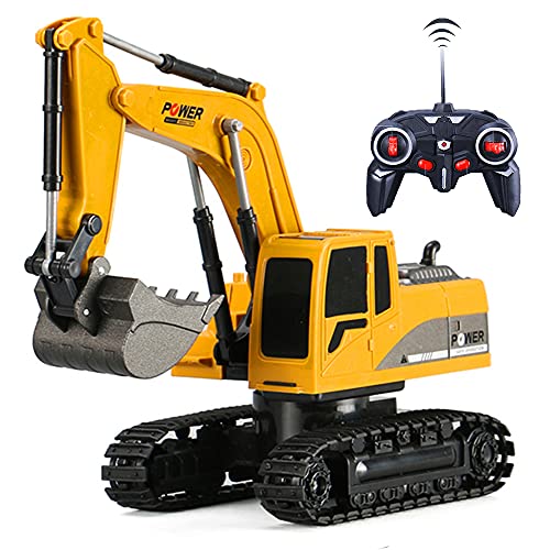 GearRoot Remote Control Excavator Construction Vehicle with Sound & Lights, Rechargeable RC Truck Excavator Toys for Boys Girls Kids Gift