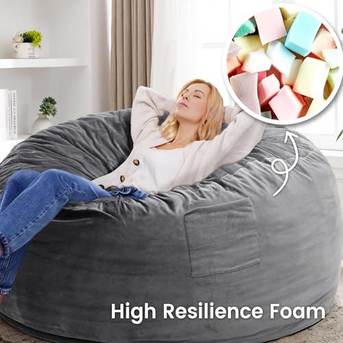 Image of 4 Ft. Bean Bag Chair for Adults, Teens, Kids with Memory Foam Filling