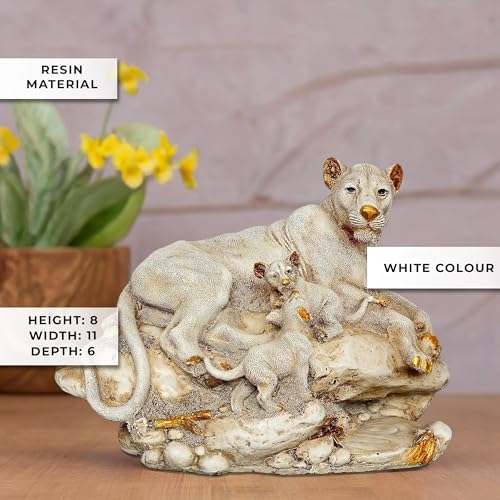 Image of Amazon Brand - Umi Polyresin Lion Family Home Decor Showpiece Width 11 Inch,White