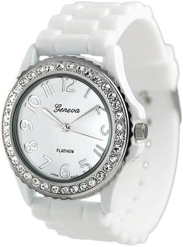 GP by Brinley Co. Women's Rhinestone-accented Silicone Watch (Set of 2 White and White)