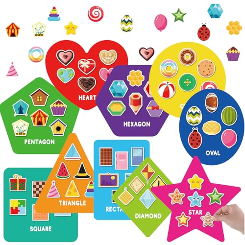 Image of Halloscume 70 Pcs Shape Sorters for Toddlers Shape Puzzle and Matching Games Set with 10 Sorting Mats and 60 Everyday Objects Pieces for Kids Preschool Classroom Child Learning