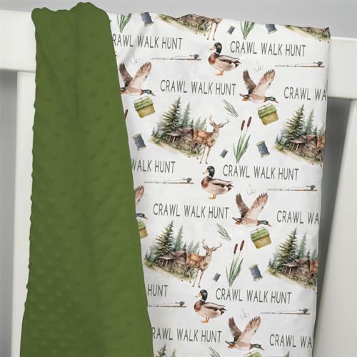 Image of Mink Baby Boys Blanket Deer Mallard Duck Hunter, Crawl Walk Hunt Wild Animal Hunting Lake Soft Double Layer Dotted Backing Receiving Blankets, Newborn Infant Toddler Nursery Crib Bedding 30x40