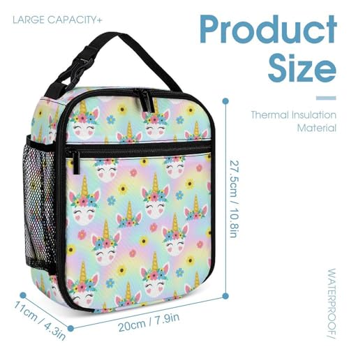 Backpack Bookbag Set Backpack with Lunch Box and Makeup Bag Travel Bookbag Daypack Set (Cute Unicorns (14))4