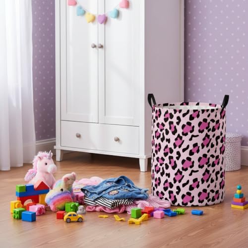 Image of Baby Laundry Basket Baby Nursery Hamper Kids Laundry Basket Toy Storage Bin for Boys Room Decor Gift Baskets for Bedroom Bathroom(Leopard)