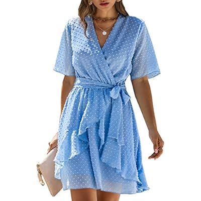 bright blue wrap dress